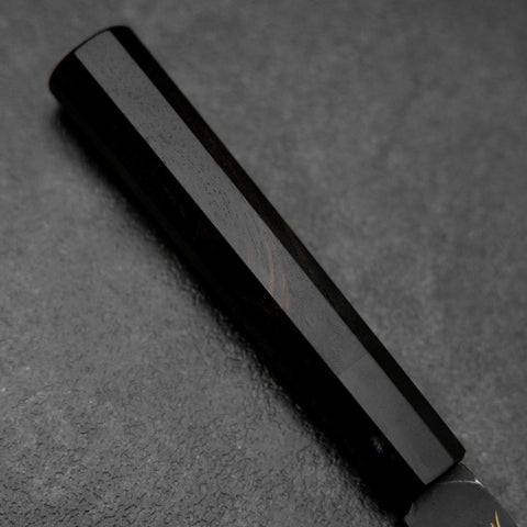 Santoku Blue Steel #2 Kurouchi Chokin Crane Buffalo Ebony Handle 165mm (6.5”)-[Musashi]-[Japanese-Kitchen-Knives]