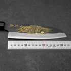 Santoku Blue Steel #2 Kurouchi Chokin Crane Buffalo Ebony Handle 165mm (6.5”)-[Musashi]-[Japanese-Kitchen-Knives]