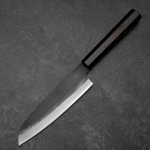 Santoku Blue Steel #2 Kurouchi Chokin Dragon Buffalo Ebony Handle 165mm-[Musashi]-[Japanese-Kitchen-Knives]