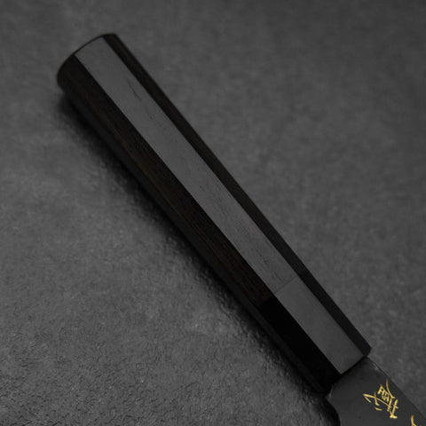 Santoku Blue Steel #2 Kurouchi Chokin Dragon Buffalo Ebony Handle 165mm-[Musashi]-[Japanese-Kitchen-Knives]
