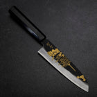 Santoku Blue Steel #2 Kurouchi Chokin Pagoda Sakura Buffalo Ebony Handle 165mm-[Musashi]-[Japanese-Kitchen-Knives]