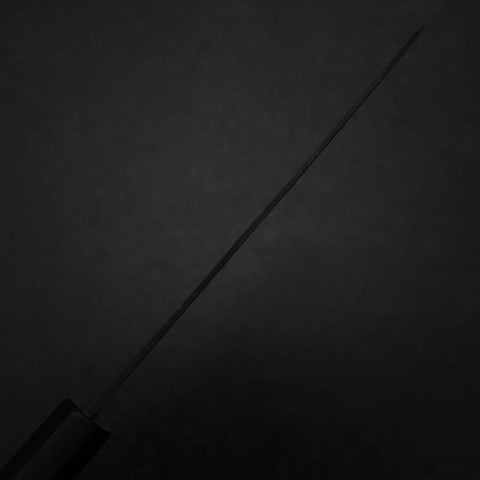 Santoku Blue Steel #2 Kurouchi Chokin Samurai Full Moon Buffalo Ebony Handle 165mm (6.5”)-[Musashi]-[Japanese-Kitchen-Knives]