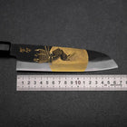 Santoku Blue Steel #2 Kurouchi Chokin Samurai Full Moon Buffalo Ebony Handle 165mm (6.5”)-[Musashi]-[Japanese-Kitchen-Knives]