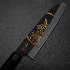 Santoku Blue Steel #2 Kurouchi Chokin Samurai New Moon Buffalo Ebony Handle 165mm-[Musashi]-[Japanese-Kitchen-Knives]