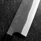 Santoku Blue Steel #2 Kurouchi Damascus Buffalo Magnolia Handle 170mm (6.7”)-[Musashi]-[Japanese-Kitchen-Knives]
