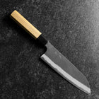 Santoku Blue Steel #2 Kurouchi Damascus Buffalo Magnolia Handle 170mm (6.7”)-[Musashi]-[Japanese-Kitchen-Knives]