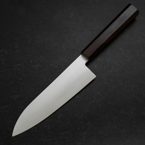 Santoku Blue Steel #2 Polished Ebony Handle 180mm (7”)-[Musashi]-[Japanese-Kitchen-Knives]