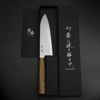 Santoku Blue Steel #2 Polished Olive Handle 170mm-[Musashi]-[Japanese-Kitchen-Knives]