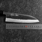 Santoku Blue Steel #2 Stainless Clad Kurouchi Buffalo Walnut Handle 165mm (6.5”)-[Musashi]-[Japanese-Kitchen-Knives]