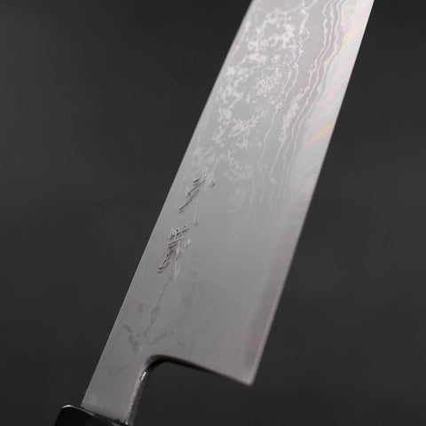 Santoku Blue Steel #2 Suminagashi Buffalo Ebony Handle 170mm (6.7”)-[Musashi]-[Japanese-Kitchen-Knives]
