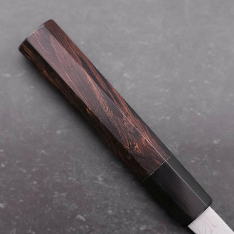 Santoku Blue Steel #2 Suminagashi Buffalo Ebony Handle 170mm (6.7”)-[Musashi]-[Japanese-Kitchen-Knives]