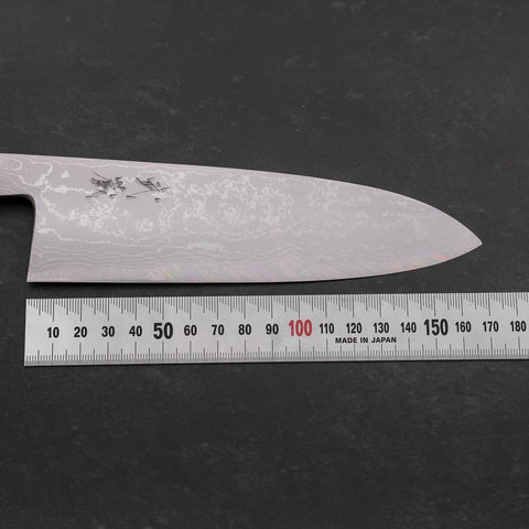 Santoku Blue Steel #2 Suminagashi Buffalo Ebony Handle 170mm (6.7”)-[Musashi]-[Japanese-Kitchen-Knives]