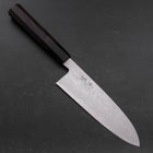Santoku Blue Steel #2 Suminagashi Buffalo Ebony Handle 170mm (6.7”)-[Musashi]-[Japanese-Kitchen-Knives]