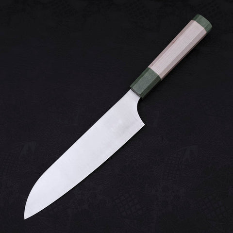 Santoku Blue Super Polished Maple Green Handle 180mm-[Musashi]-[Japanese-Kitchen-Knives]