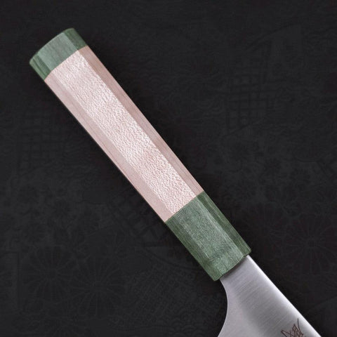 Santoku Blue Super Polished Maple Green Handle 180mm-[Musashi]-[Japanese-Kitchen-Knives]