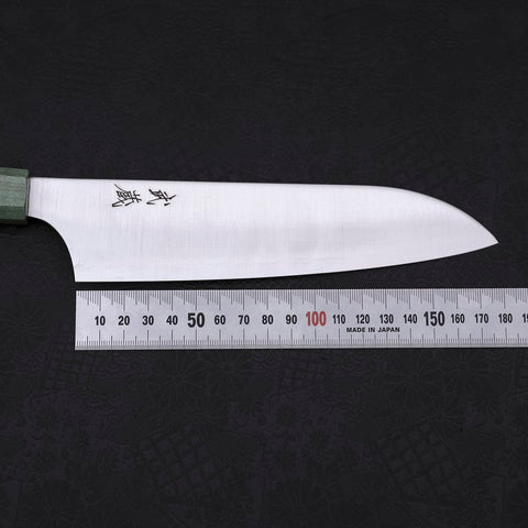 Santoku Blue Super Polished Maple Green Handle 180mm-[Musashi]-[Japanese-Kitchen-Knives]