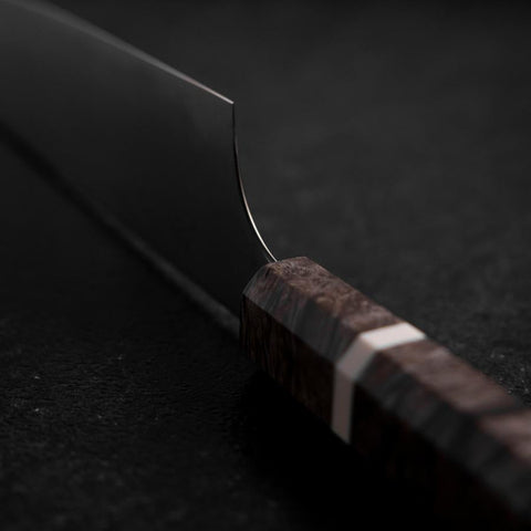Santoku Blue Super Polished Maple Handle 180mm (7”)-[Musashi]-[Japanese-Kitchen-Knives]