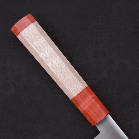 Santoku Blue Super Polished Maple Red Handle 180mm-[Musashi]-[Japanese-Kitchen-Knives]
