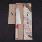 Santoku Blue Super Polished Maple Red Handle 180mm-[Musashi]-[Japanese-Kitchen-Knives]