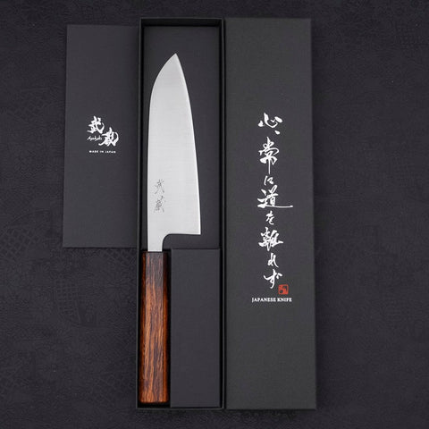 Santoku Blue Super Polished Sumi Urushi Handle 165mm-[Musashi]-[Japanese-Kitchen-Knives]