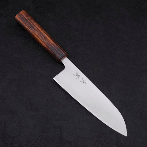 Santoku Blue Super Polished Sumi Urushi Handle 165mm-[Musashi]-[Japanese-Kitchen-Knives]