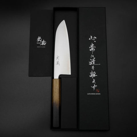 Santoku Blue Super Polished Yaki Urushi Handle 165mm (6.5”)-[Musashi]-[Japanese-Kitchen-Knives]