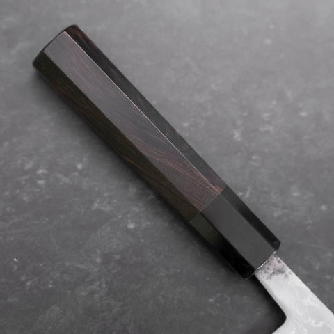 Santoku Blue Steel #2 Damascus Buffalo Ebony Handle 165mm-[Musashi]-[Japanese-Kitchen-Knives]
