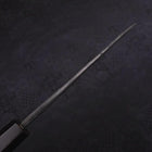Santoku Blue Steel #2 Kurouchi Damascus Buffalo Ebony Handle 165mm-[Musashi]-[Japanese-Kitchen-Knives]