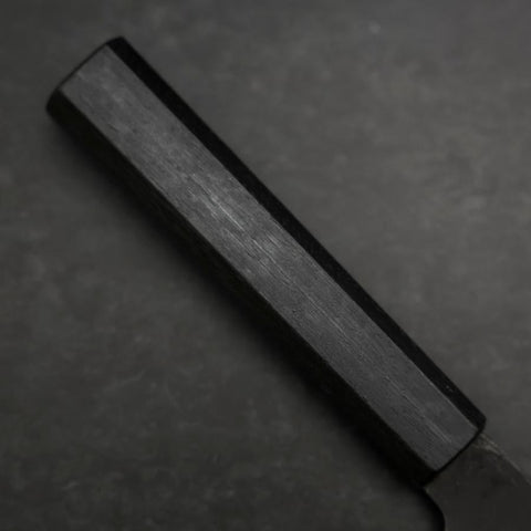 Santoku Blue Steel #2 Kurouchi Dark Blue Urushi Handle 165mm-[Musashi]-[Japanese-Kitchen-Knives]