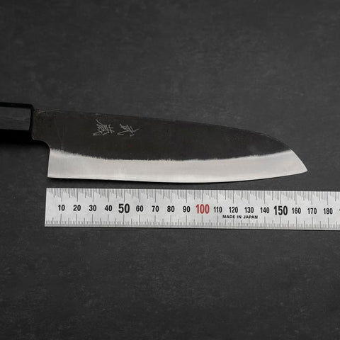 Santoku Blue Steel #2 Kurouchi Dark Blue Urushi Handle 165mm-[Musashi]-[Japanese-Kitchen-Knives]