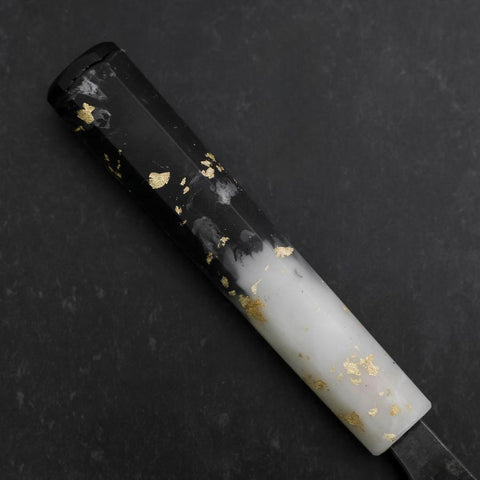 Santoku Blue Steel #2 Kurouchi Ocean Black White Gold Handle 165mm-[Musashi]-[Japanese-Kitchen-Knives]