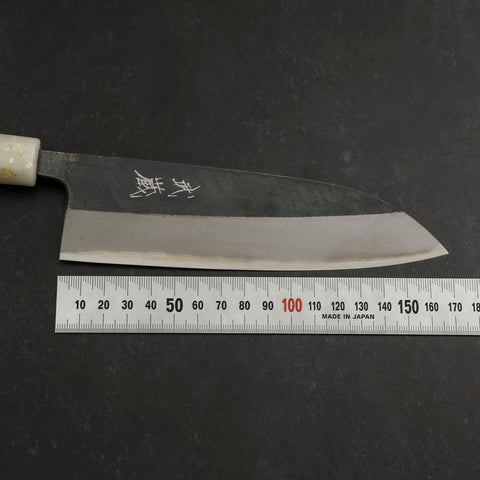 Santoku Blue Steel #2 Kurouchi Ocean Black White Gold Handle 165mm-[Musashi]-[Japanese-Kitchen-Knives]