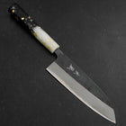 Santoku Blue Steel #2 Kurouchi Ocean Black White Gold Handle 165mm-[Musashi]-[Japanese-Kitchen-Knives]