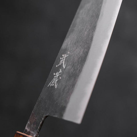 Santoku Blue Steel #2 Kurouchi Sumi Urushi Handle 165mm-[Musashi]-[Japanese-Kitchen-Knives]