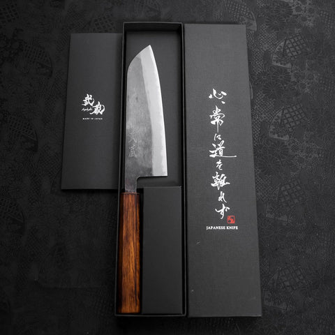 Santoku Blue Steel #2 Kurouchi Sumi Urushi Handle 165mm-[Musashi]-[Japanese-Kitchen-Knives]