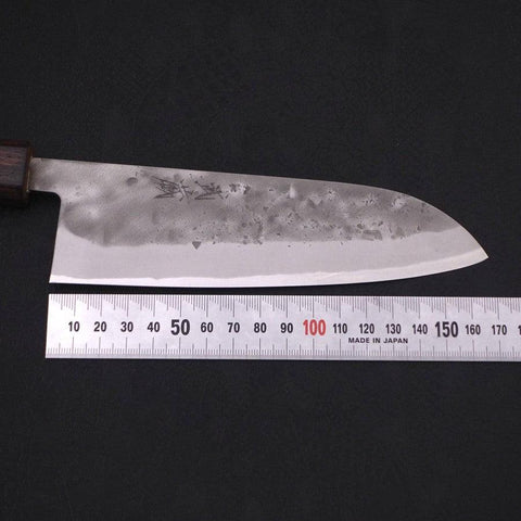 Santoku Blue Steel #2 Nashiji Stainless Clad Sumi Urushi Handle 165mm-[Musashi]-[Japanese-Kitchen-Knives]