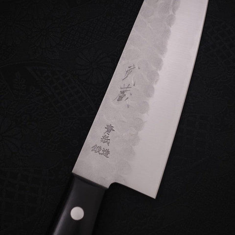 Santoku Blue Steel #2 Tsuchime Stainless Clad Western Handle 170mm-[Musashi]-[Japanese-Kitchen-Knives]
