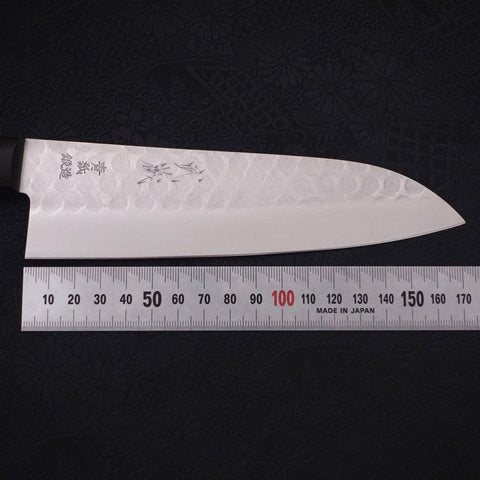 Santoku Blue Steel #2 Tsuchime Stainless Clad Western Handle 170mm-[Musashi]-[Japanese-Kitchen-Knives]
