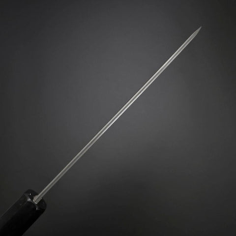 Santoku Cobalt Stainless HRC62 Kurouchi Damascus Buffalo Ebony Handle 165mm-[Musashi]-[Japanese-Kitchen-Knives]