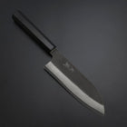 Santoku Cobalt Stainless HRC62 Kurouchi Damascus Buffalo Ebony Handle 165mm-[Musashi]-[Japanese-Kitchen-Knives]
