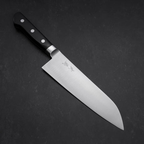 Santoku Molybdenum Polished Western Black Handle 180mm-[Musashi]-[Japanese-Kitchen-Knives]