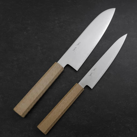 Santoku & Petty Chromax Lucida Manico Urushi Bianco Urushi Sakura Set