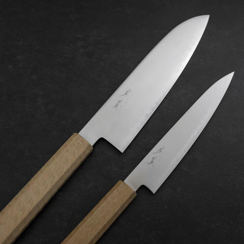 Santoku & Petty Chromax Lucida Manico Urushi Bianco Urushi Sakura Set