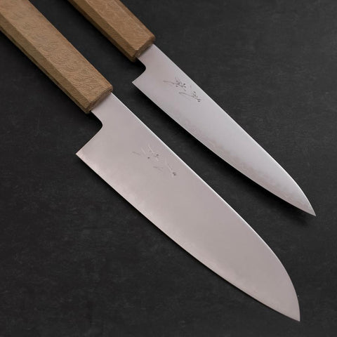 Santoku & Petty Chromax Lucida Manico Urushi Bianco Urushi Sakura Set
