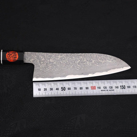 Santoku SG-2 Damascus Buffalo Ebony Handle 165mm (6.5”)-[Musashi]-[Japanese-Kitchen-Knives]