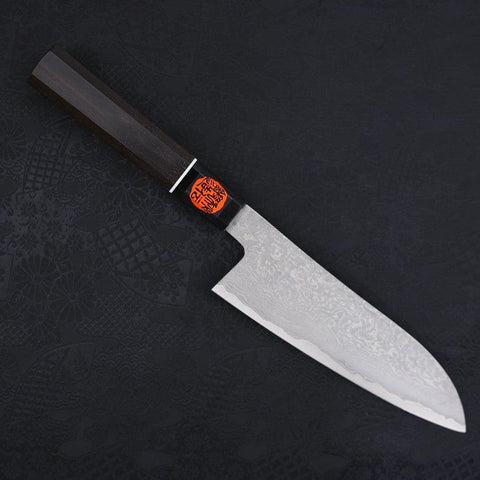 Santoku SG-2 Damascus Buffalo Ebony Handle 165mm (6.5”)-[Musashi]-[Japanese-Kitchen-Knives]