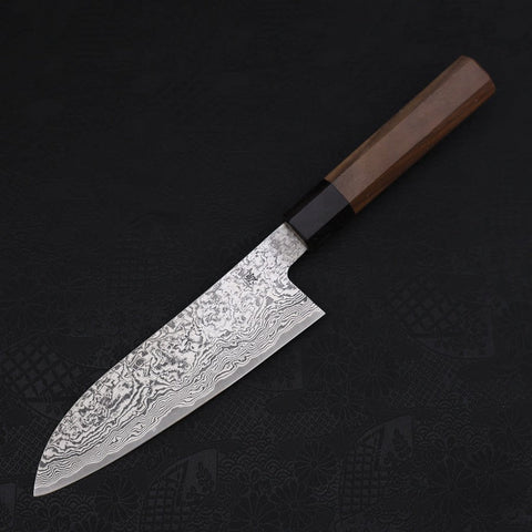 Santoku SG-2 Damascus Walnut Handle 165mm-[Musashi]-[Japanese-Kitchen-Knives]
