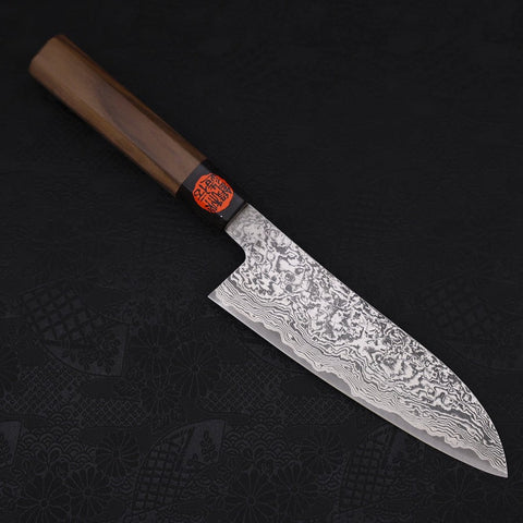 Santoku SG-2 Damascus Walnut Handle 165mm-[Musashi]-[Japanese-Kitchen-Knives]