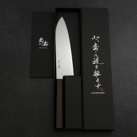 Santoku SG-2 Nickel Damascus Ebony Handle 180mm-[Musashi]-[Japanese-Kitchen-Knives]