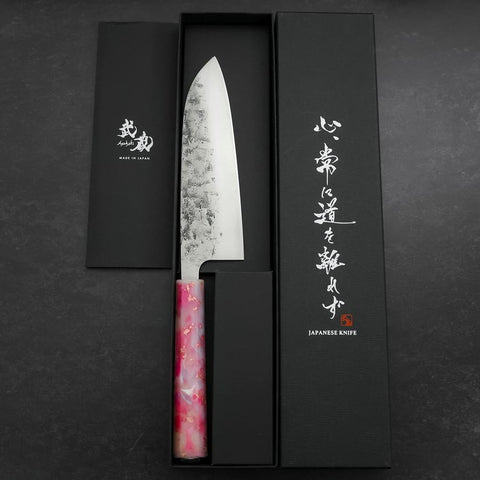 Santoku SLD Nashiji Washi Ocean Sakura Rose Gold Handle 165mm-[Musashi]-[Japanese-Kitchen-Knives]